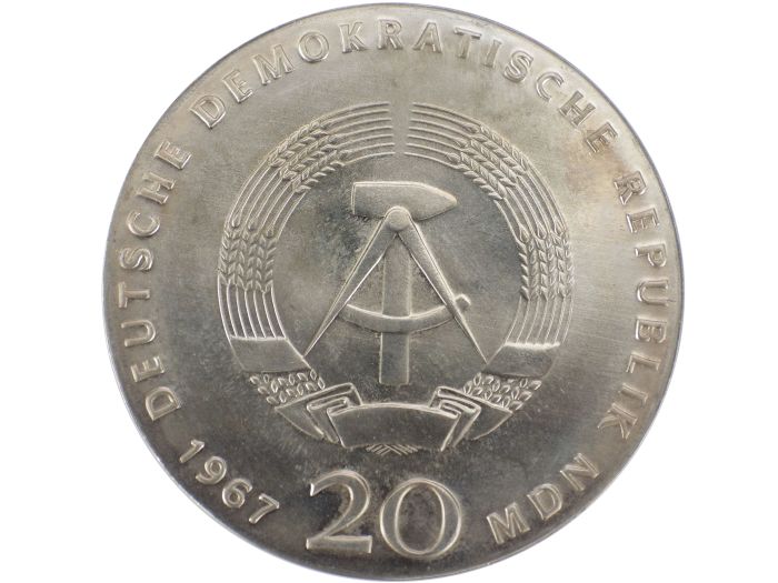 DDR 20 Mark 1967 Wilhelm von Humboldt Stempelglanz  Silber