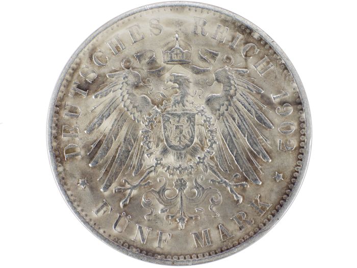 Kaiserreich 5 Mark 1902 Albert König von Sachsen Auf seinen Tod   Silber