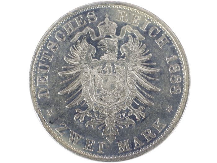 Kaiserreich 2 Mark Friedrich III. Deutscher Kaiser König von Preußen   Silber